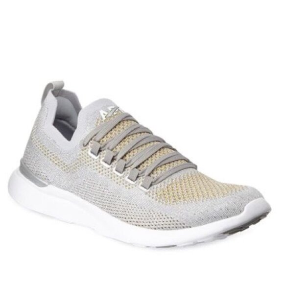 APL TECHLOOM BREEZE metallic knit mesh running sneakers Met Silver Gold  size 9 - Picture 16 of 16